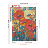 Lxmsja Abstract Poppies Diamond Art Kits for Adults, Flower Scenery DIY Full Drill Diamond Painting Kits for Beginners, 5D Gem Art Crafts for Adults, Home Wall Decor 12x16 inch Lxmsja