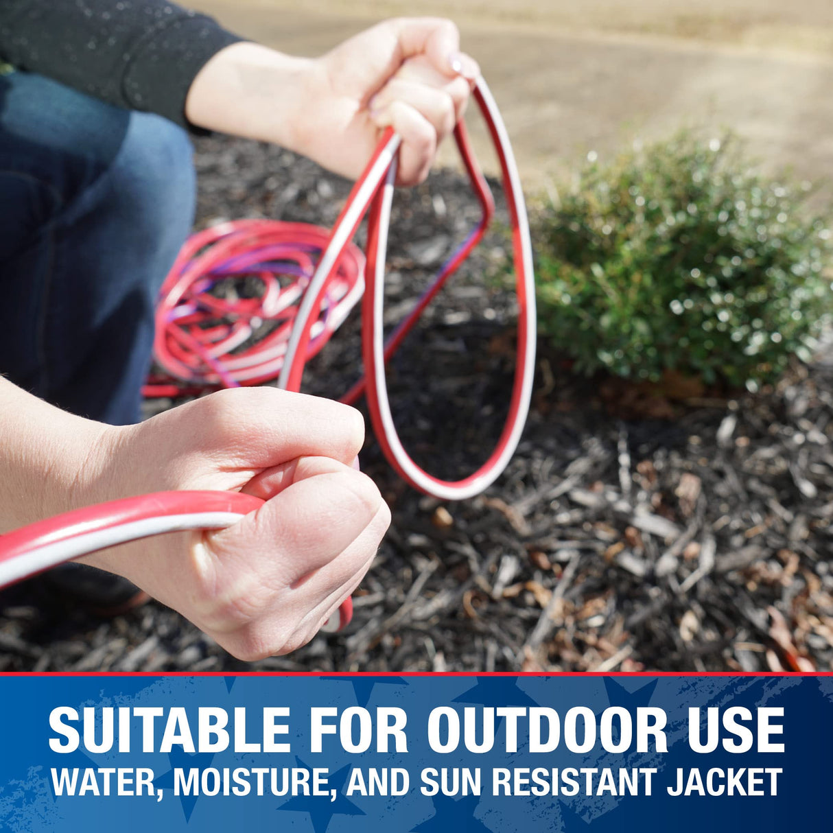 Southwire Heavy Duty Extension Cord, 50Ft, 12 Gauge, 3 Conductor, Outdoor Cord, Lighted End, SJTW, Red/White/Blue, 2548SWUSA1 Southwire