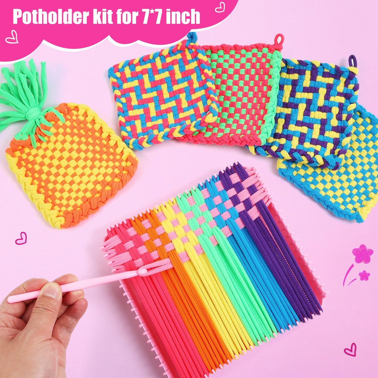 FUNBUD Weaving Loom Kit for Kids - Birthday Gifts for Girls Ages 6-12, DIY Craft Kit for Making Potholders, Arts and Crafts Toys for Girls 6-8, 8-12 Funbud