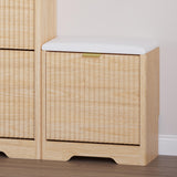 BORNOON Slim Shoe Cabinet with Bench for Entryway, Hidden Storage and Adjustable Shelves, Free Standing Wooden Shoes Organizer for Foyer, Hallway BORNOON