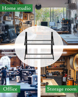 AHOWPD Wall Mount Filament Storage Rack- Wall Mount 3D Printer Filament Storage Rack 2 Tier Filament Spool Holders Racks, Heavy Duty Metal Shelf for PLA/ABS/TPU, Filaments Organzied (Black) AHOWPD