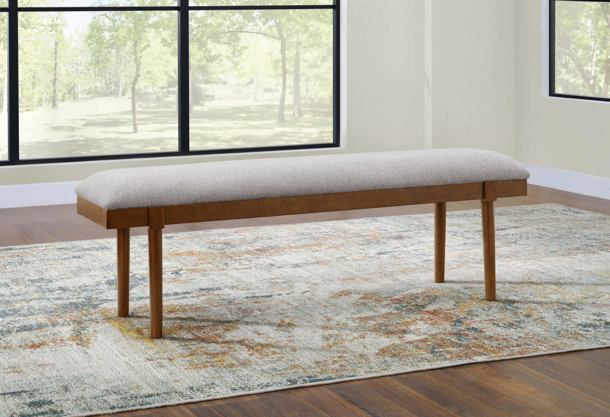 Signature Design by Ashley Lyncott 59" Upholstered Solid Wood Frame Dining Bench, Gray/Brown Signature Design by Ashley