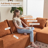 Modular Sectional Sofa, 108" L-Shaped Boneless Couch with Deep Seat, Corduroy Cloud Couch for Living Room, Bedroom, No Assembly Required, Ship in a Box, Orange RUMBALUXY