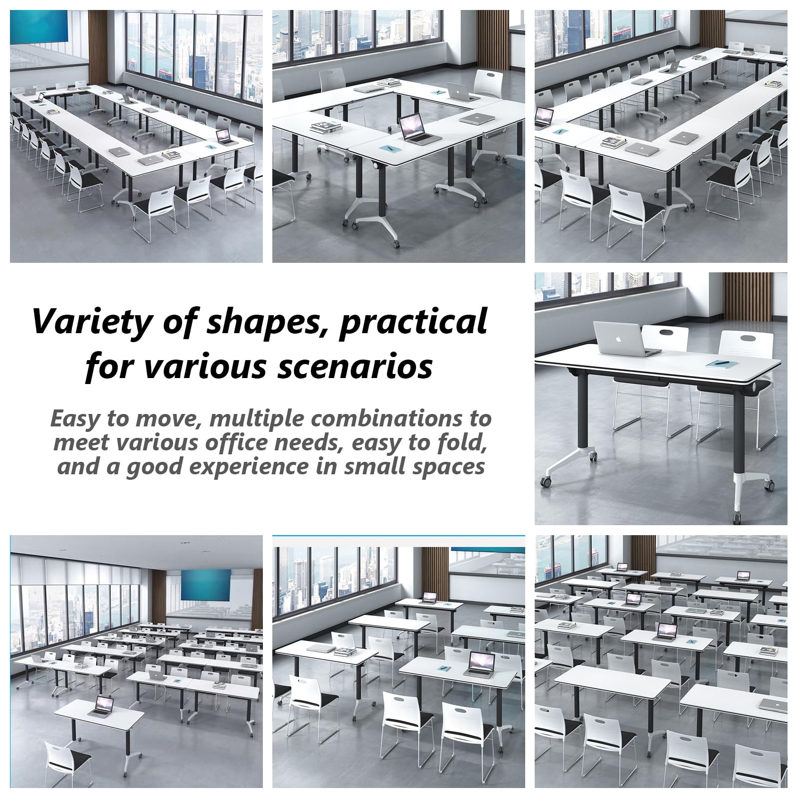 HSHBDDM Folding Conference Table Foldable Conference Table, Conference Rooms Flip Top Mobile Training Table, Folding Flip Top Office Meeting Table Mobile Conference Table for Office,Meeting R - WoodArtSupply