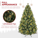 Hykolity 6 ft Prelit Christmas Tree, Artificial Christmas Pine Tree with 350 Warm White LED Lights, 1016 PVC Branch Tips & Needles, Metal Stand and Hinged Branches hykolity