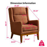 Setawix Fabric Accent Arm Chair,Solid Wood Upholstered Wingback Armchair,Armed Side Chair with Highback,Mid Century Modern Single Sofa Chair for Living Room,Bedroom,Office (Dark Orange, 1PC) Setawix