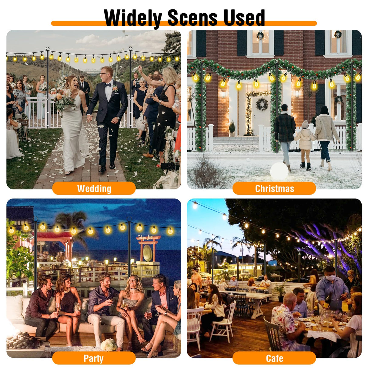 AILBTON 2 Pack 10Ft String Light Poles for Outdoor String Lights, Metal Fork Poles Stand for Patio, Backyard, Deck AILBTON