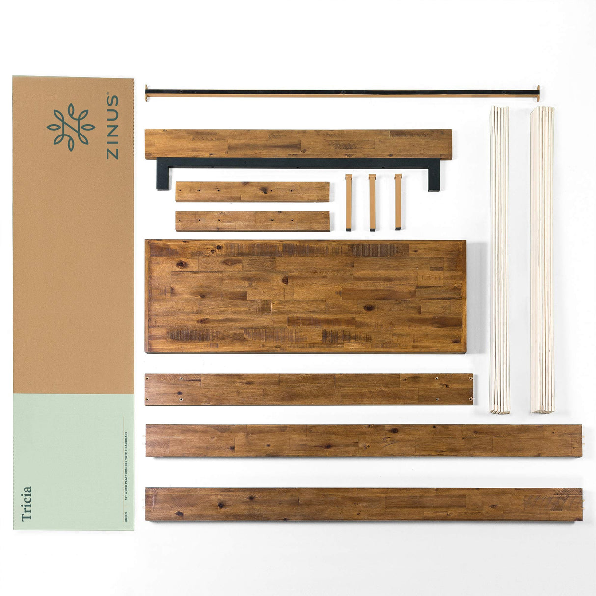 ZINUS Tricia Adjustable Wood Platform Bed Frame with Slat Support - King Size Zinus