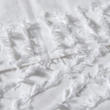 RoomTalks Boho Farmhouse White Curtain Valances Window Treatment for Bedroom Living Room Bathroom, Rod Pocket Shabby Chic Stripe Tassel Cotton Linen Decorative Kitchen Valances Curtain Topper, 18’’L RoomTalks