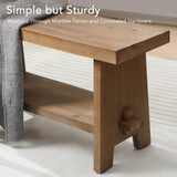 HOKYHOKY Solid Wood Entryway Bench - 31.5" Farmhouse Small Storage Bench, Rustic Narrow Bench Seat for Indoor, Entryway, Dining Room, Living Room and Hallway, Brown HOKYHOKY