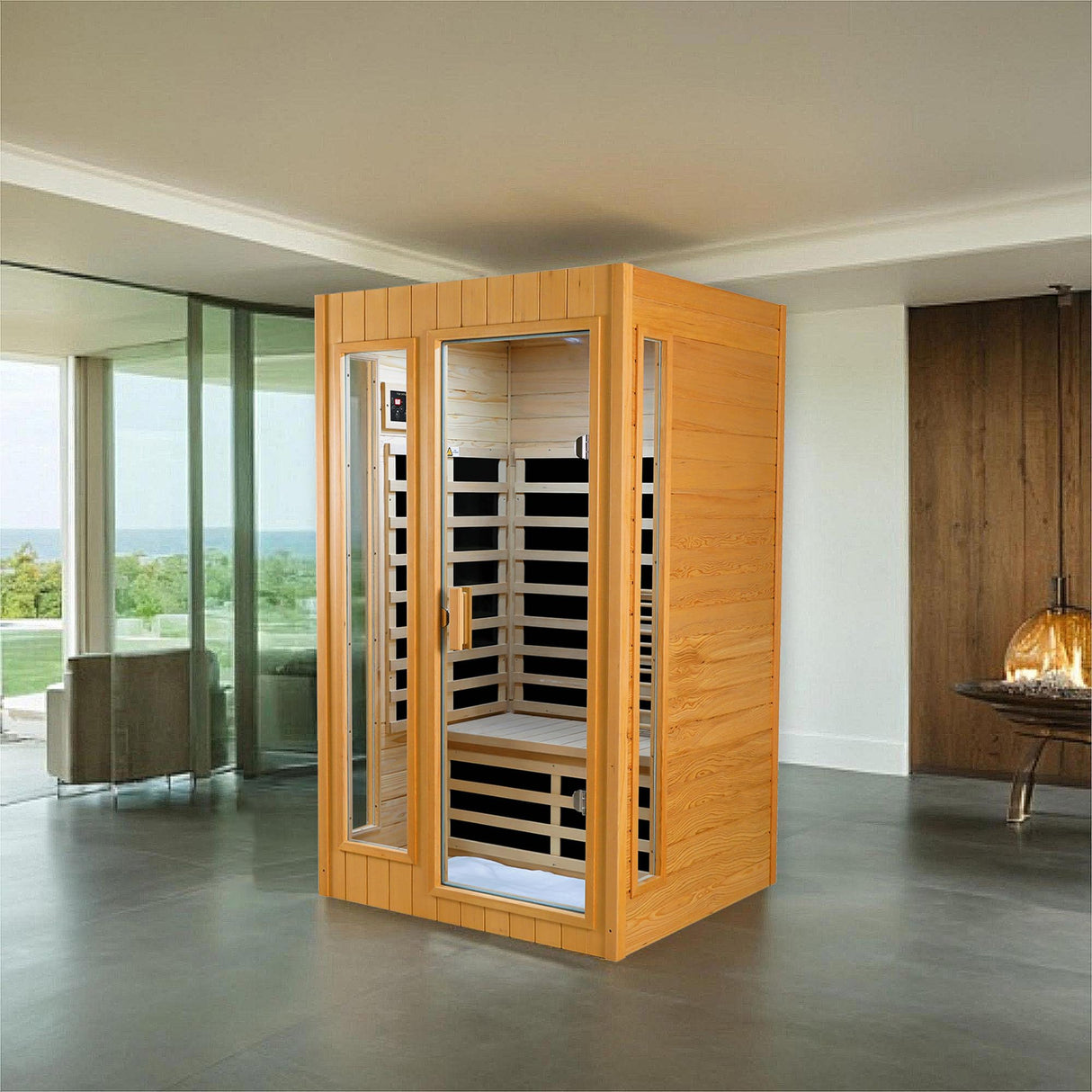 KUNSANA 2 Person Infrared Sauna, Far Infrared Saunas for Home, Hemlock Wood Sauna Room, Low EMF Indoor Home Sauna Spa, 1500Watt, Bluetooth Speakers, Reading Lamps KUNSANA
