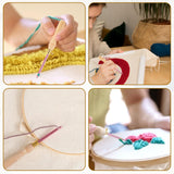 COMNICO 10 Pcs Punch Needle Kit, Punch Embroidery Kit Adjustable Punch Needle Tool with 7 Sizes Needle Heads Sewing Art Needle Tool Wooden Handle Embroidery Pen for Flossing Cross Stitch DIY Craft COMNICO