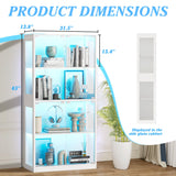 UTOASIS 65" Tall Glass Display Cabinet with Doors, 4-Tier Curio Cabinet for Collectibles with 12 LED Lights, Glass Display Case with 3 Shelves for Toys & Books, Home, Office and Playroom (White) UTOASIS