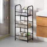 PROXRACER 3-Tier FreeStanding Open Shelf,Bathroom Organizer Shelves Unit with Adjustable Feet, Metal Steel Storage Tower Organizer Rack Basket Cart for Bathroom, Living Room, Balcony, Kitchen PROXRACER