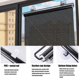 No Drilling Retractable Roller Window Shades W/3 Suction Cups, Blackout Blind Shade Temporary Cover Curtain for Home Bedroom Car（Black，27 * 49in） WoodArtSupply