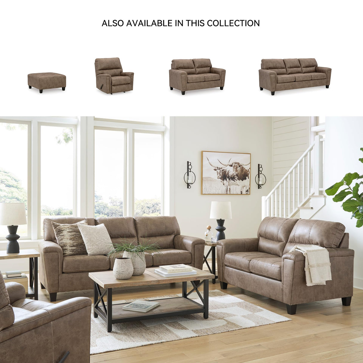 Signature Design by Ashley Navi Modern Loveseat with Removable Cushions, Dark Brown Signature Design by Ashley