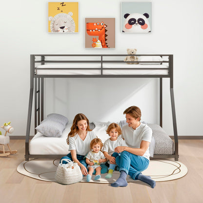 Twin Over Full Bunk Bed - LifeSky Metal Bunkbeds Full Bottom Low Profile Removable Side Ladder Black