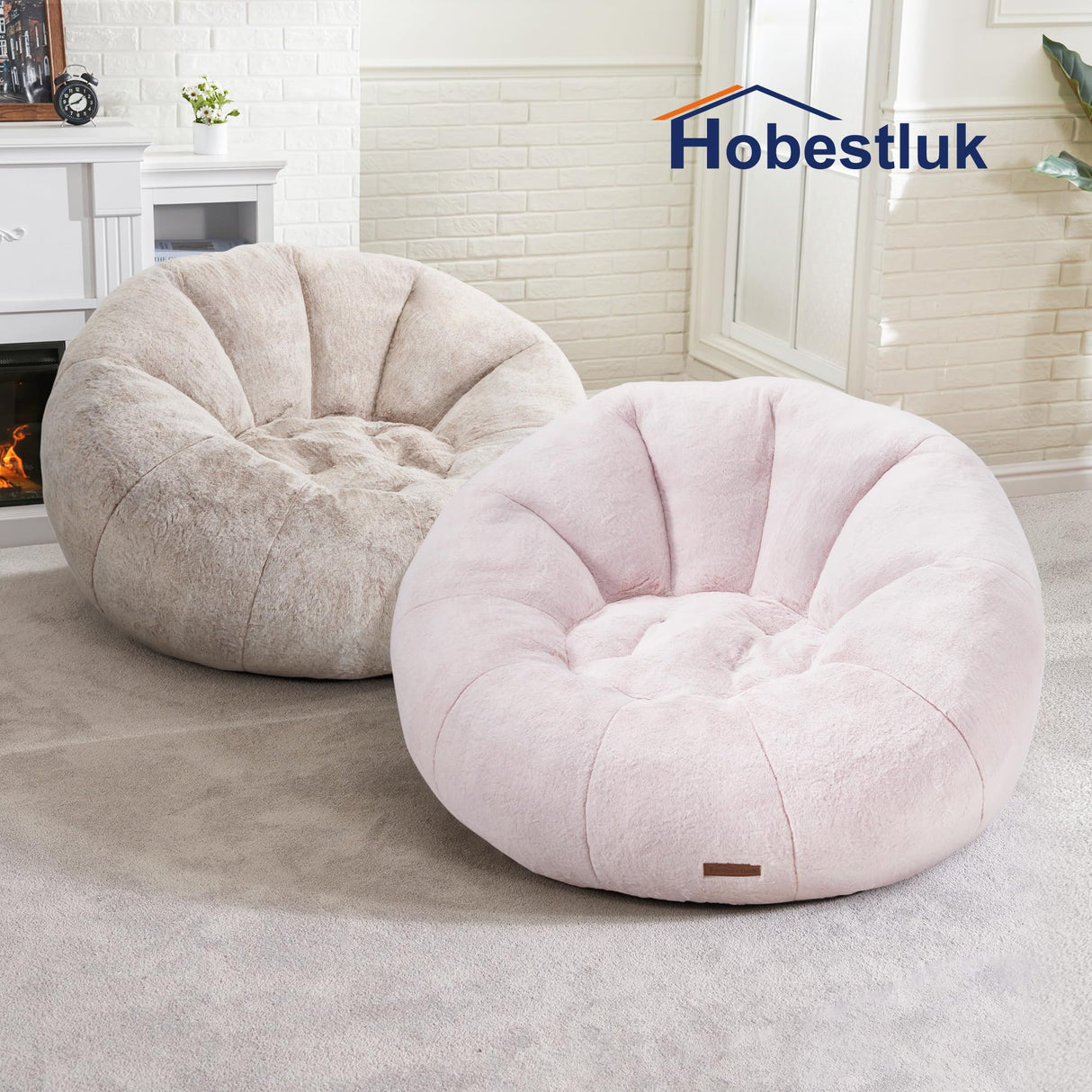Hobestluk Bean Bag Chairs Large Bean Bag Couch for Adults Stuffed Sofa Chair Comfy Giant Bean Bag Chair with Spacious Design for Reading, Playing or Relaxing (Brown) Hobestluk