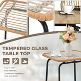 GREEN MORE 3 Piece Outdoor Patio Furniture Set, Rattan Conversation Sets, All-Weather Wicker Chairs with Cushions and Coffee Table, for Garden Balcony Courtyard Poolside GREEN MORE