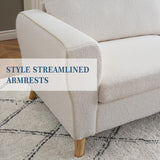 GarveeHome 84" Sofa Couch, Large Loveseat Sofa with Streamlined Armrests & Wood Feet, Modern Boucle Sofa for Living Room, White GarveeHome
