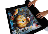 Jigsaw Puzzle Roll Up Mat Storage Saver - Sort, Store & Transport Puzzles Up to 1500 Pieces - Large 46"x26" Felt Mat Travel Organizer with Inflatable Tube & 3 Elastic Fasteners or Straps Accessories Toynk