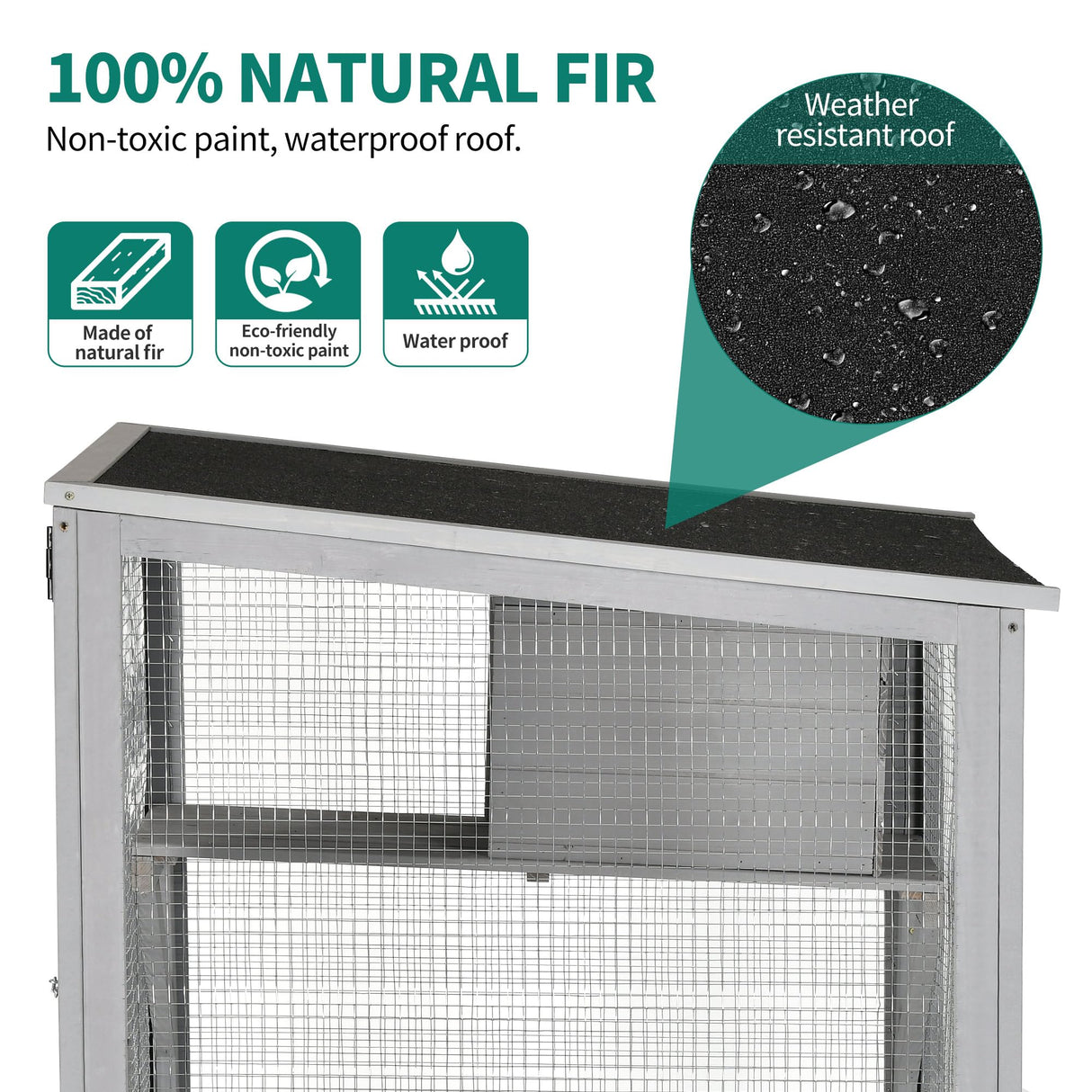 YITAHOME Cat House 70.9" Catio Outdoor Cat Enclosure on Wheels Wooden Cat Cage with Cat Space Capsule Bed and Cat Scratcher Ramp, Cat Patio Waterproof Roof(Grey) YITAHOME