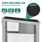 YITAHOME Cat House 70.9" Catio Outdoor Cat Enclosure on Wheels Wooden Cat Cage with Cat Space Capsule Bed and Cat Scratcher Ramp, Cat Patio Waterproof Roof(Grey) YITAHOME