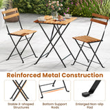 Tangkula 3 Pieces Patio Dining Set, Outdoor Square Table and Folding Chairs with Metal Frame, Space Saving Furniture Set for Yard Porch Deck Backyard Tangkula