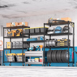 PrimeZone 74''H Wire Shelving 1250lbs 5 Tier Storage Shelves with Wheels NSF Certified Heavy Duty Steel Metal Shelf Adjustable Rolling Rack Kitchen Garage Closet Pantry Laundry 74''HX36''WX14''D 2PCS PrimeZone