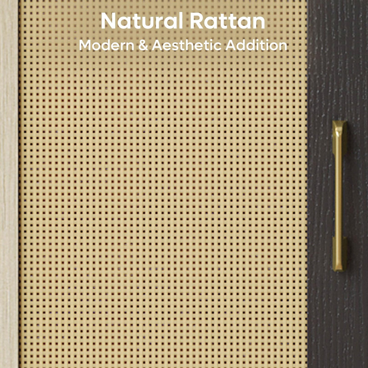 Bestier 80 Inch Black Rattan TV Stand with Storage for 85 Inch TV, 4-in-1 Mid Century Modern Entertainment Center with LED Lights, Doors and Adjustable Glass Shelves for Living Room Bestier