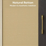 Bestier 80 Inch Black Rattan TV Stand with Storage for 85 Inch TV, 4-in-1 Mid Century Modern Entertainment Center with LED Lights, Doors and Adjustable Glass Shelves for Living Room Bestier