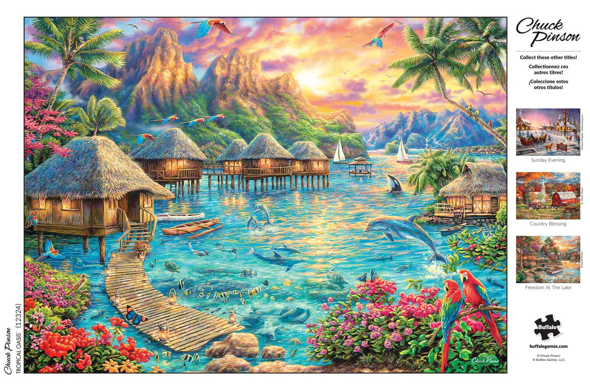 Buffalo Games - Chuck Pinson - Tropical Oasis - 1000 Piece Jigsaw Puzzle for Adults -Challenging Puzzle Perfect for Game Nights - Finished Size is 26.75 x 19.75 Buffalo Games