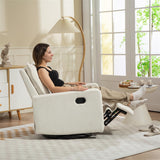 LITVZ Manual Swivel Rocking Recliner for Adults, Small Plush Wall Hugger Reclining RV Chair, 270° Glider Swivel Recliner Chair with Foot Rest for Nursery, Living Room and Small Places (White) LITVZ