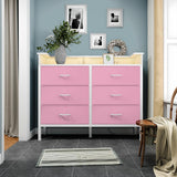 BOLUO Girls Dresser with LED Light and Charging Station for Bedroom 6 Fabric Drawer Dresser with USB Outlet Modern Pink BOLUO