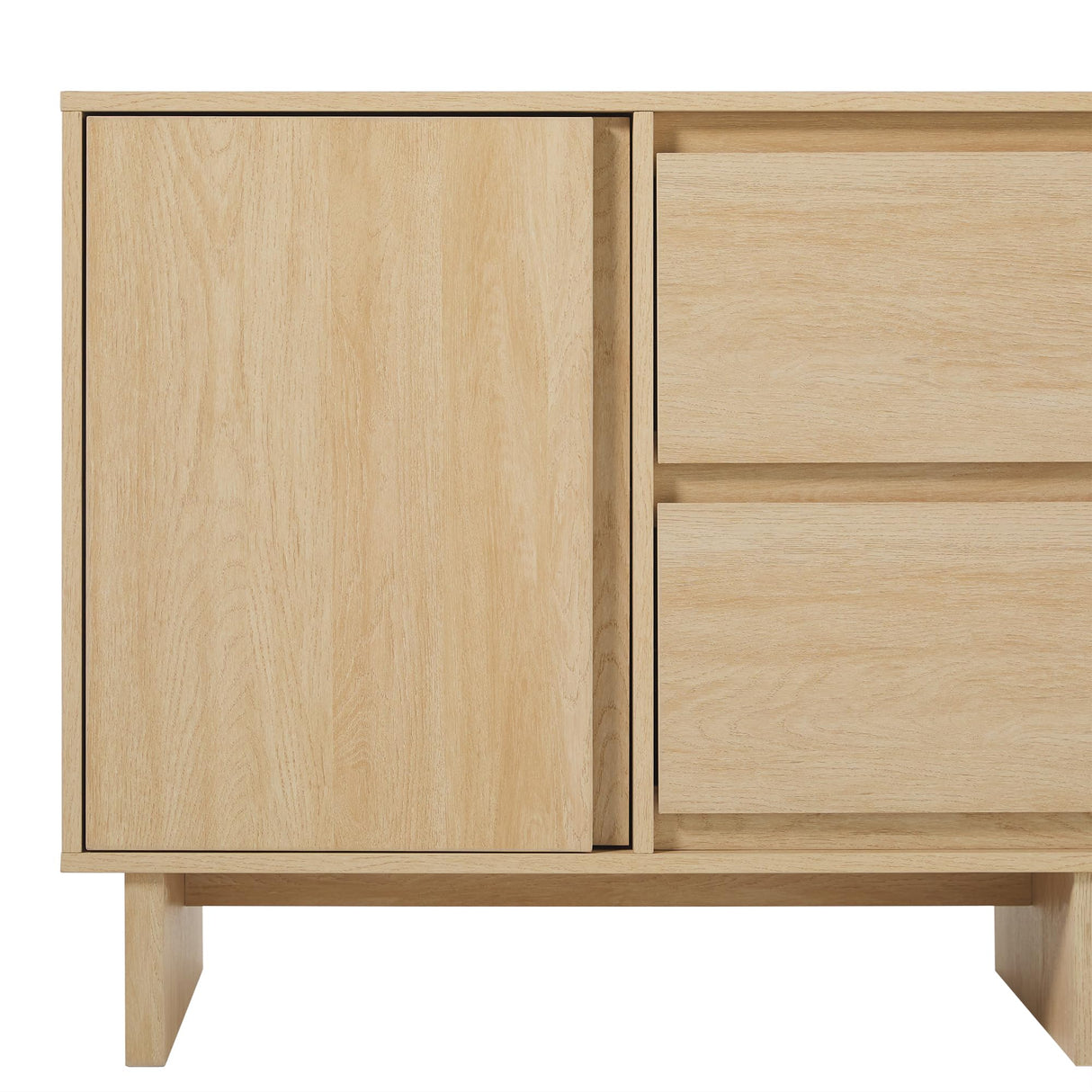 Walker Edison Scandinavian Beveled 2-Door, 2-Drawer Sideboard, 63 Inch, Coastal Oak Walker Edison