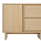 Walker Edison Scandinavian Beveled 2-Door, 2-Drawer Sideboard, 63 Inch, Coastal Oak Walker Edison