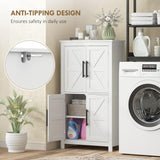 HOMCOM Farmhouse Bathroom Storage Cabinet with 4 Barn Doors, Bathroom Floor Cabinet with 2 Adjustable Shelf, Freestanding Storage Cupboard, White HOMCOM