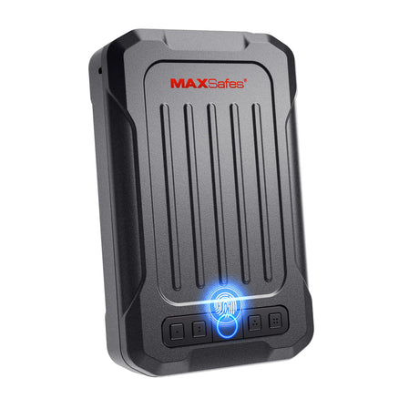 Portable Pistol Safe Biometric Gun Safe with Keys Quick Access Smart Fingerprint Handgun Safe, Keypad for Cars, Travel, Nightstand, Bedside 20002-SF MAXSafes