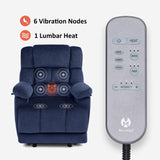 MCombo Zero Gravity Power Recliner Chair with Heat and Vibration Massage, Reclining Chair with USB Ports, Cup Holders for Living Room, Fabric R6233 (Navy Blue) MCombo