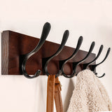 SKOLOO Coat Rack Wall Mount - Wooden Brown Wall Coat Hook, Wall Coat Hanger Rack with 6 Hooks for Hanging Coats, Hats, Clothing, Scarfs, Brown & Black SKOLOO