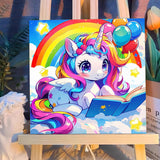 Reivworl Cartoon Paint by Numbers Kit for Kids, Cartoon Paint by Number with Frame and Easel, Paint by Number Kids Age 5-8-12 for Gifts and Decor (8X8 Inch) Reivworl