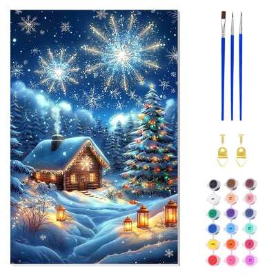 ZENDIYO Christmas Paint by Numbers Kits for Adults Beginner with Wooden Framed Canvas, Snow Scene Easy Adult Paint by Number Kits, DIY Acrylic Color Painting by Number for Home Decor Gift 8x12 Inch