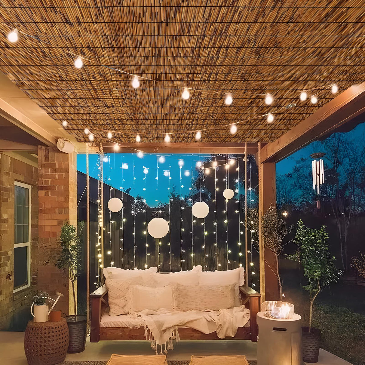 TOOKNIN 1 Pack Natural Reed Fence,5.5FT X 16.4FT Bamboo Fencing Privacy Reed Screening for Outdoor, Gallery, Restaurant, Hotel, Patio (Brown) TOOKNIN