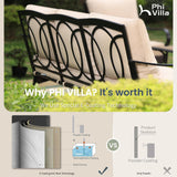 PHI VILLA Wicker & Metal Outdoor Patio Couch,3-Seat Patio Sofa with Deep Seating for Front Porch, Deck, Balcony, Backyard, Sunroom PHI VILLA