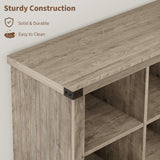 GarveeHome 8 Cube Storage Organizer Bookshelf, Farmhouse Horizontal Bookcase, 62 in Wood Storage Bookcase for Entryway, Long Low Bookshelves for Living Room (Grey, 8 Cube) GarveeHome