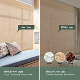 Sirocco Cordless Blackout Bamboo Roman Shades by Comzone Blinds - Easy Installation Natural Woven Wood Window Treatments Comzone Blinds