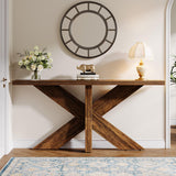 Tribesigns 70.9 Inches Long Sofa Table Behind Couch, Farmhouse Console Entry Table with Wooden Geometric Base for Entryway, Living Room, Brown Tribesigns
