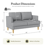 Busaurus Loveseat - Mid Century 56" Upholstered 2-Seater Couch for Living Room, Bedroom, Apartment - Grey Busaurus