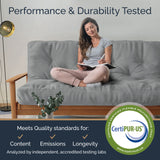 Loosh Premium Queen Size Sofa Bed Memory Foam Futon Mattress - 10" USA Made, Navy, No Frame Loosh