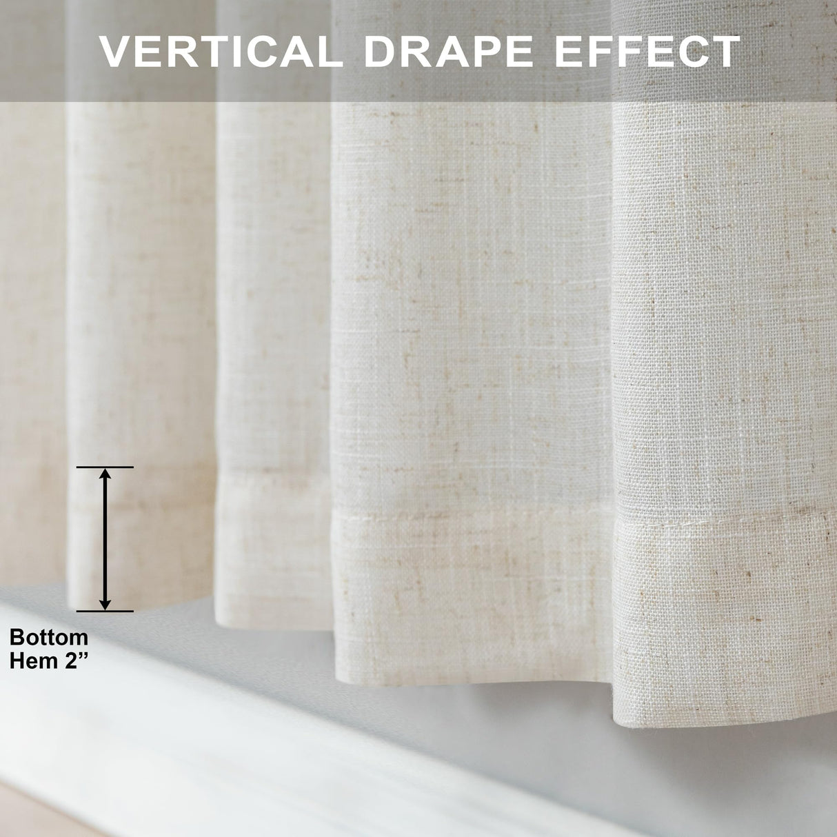 Natural Linen Curtains 108 Inches Long for Living Room 2 Panels Set Loop Pocket Back Tab Draperies Neutral Earth Tone Soft Cotton Textured Semi Sheer Linen Curtains for Large Window Vertical 9 FT Tall Pitalk